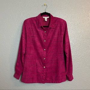 VINTAGE DRESS BARN PINK PATTERN BUTTON UP {Medium}